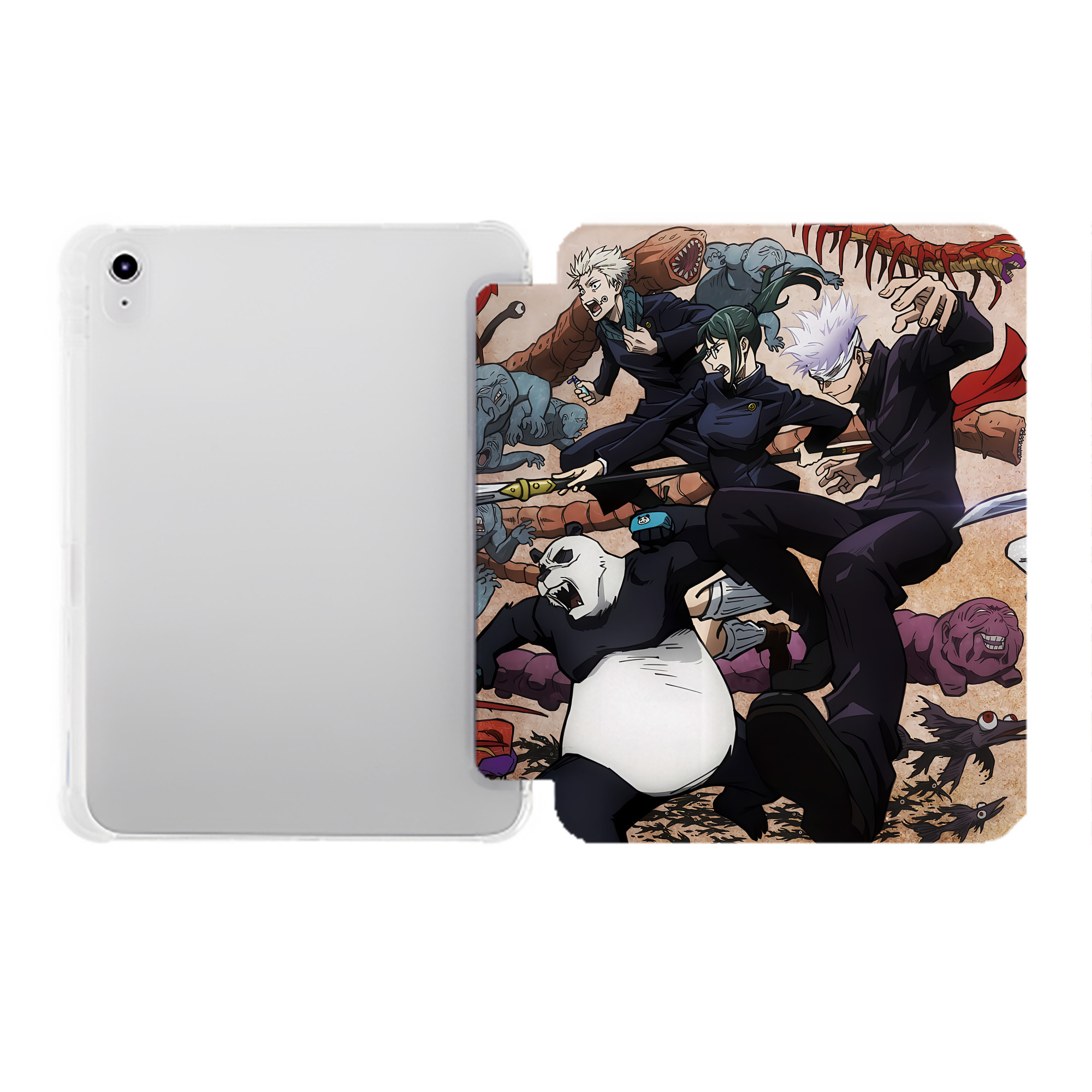 （画像用） 呪術廻戦 Jujutsu Kaisen IPad ケース ペン収納付き 三つ折りスタンド PUレザー×シリコン 対応機種9.5/10.5/10.9インチ